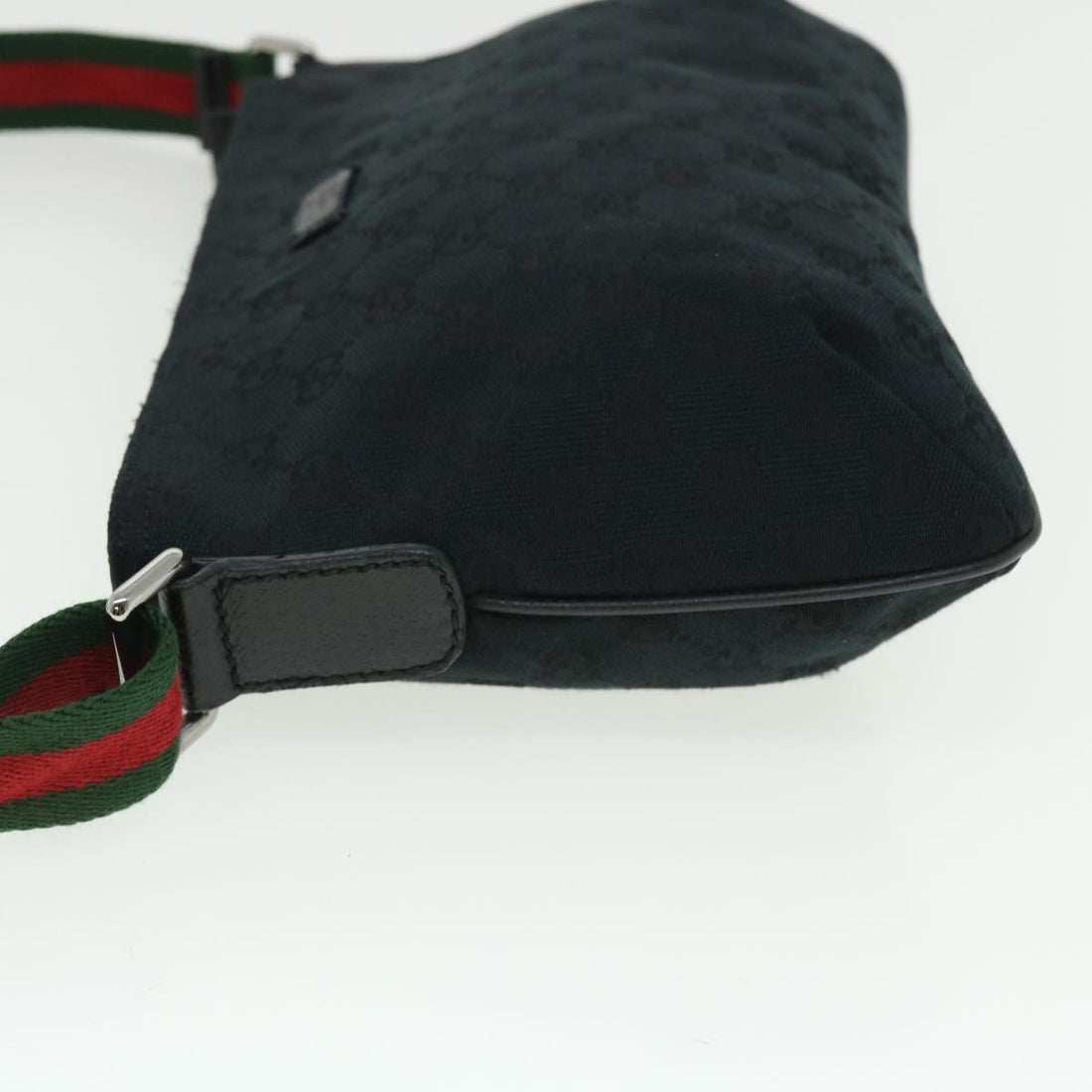 GUCCI GG Canvas Web Sherry Line Shoulder Bag Black Red Green 189749 yk8345