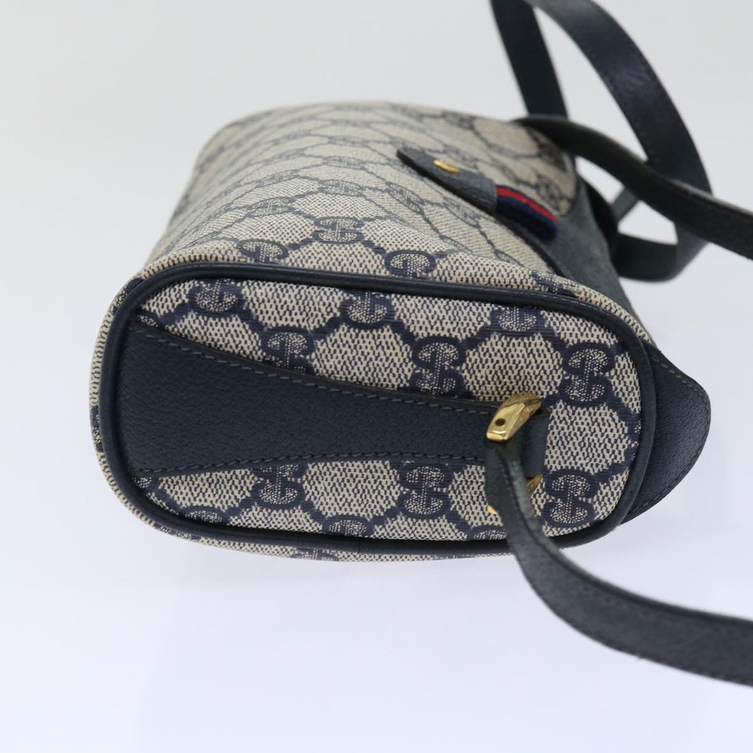 GUCCI GG Canvas Sherry Line Shoulder Bag Gray Red Navy 89 02 018 yk8374B