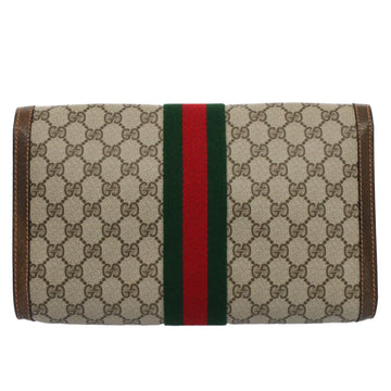 GUCCI GG Canvas Web Sherry Line Clutch Bag Beige Red 89.01.007 yk8389B