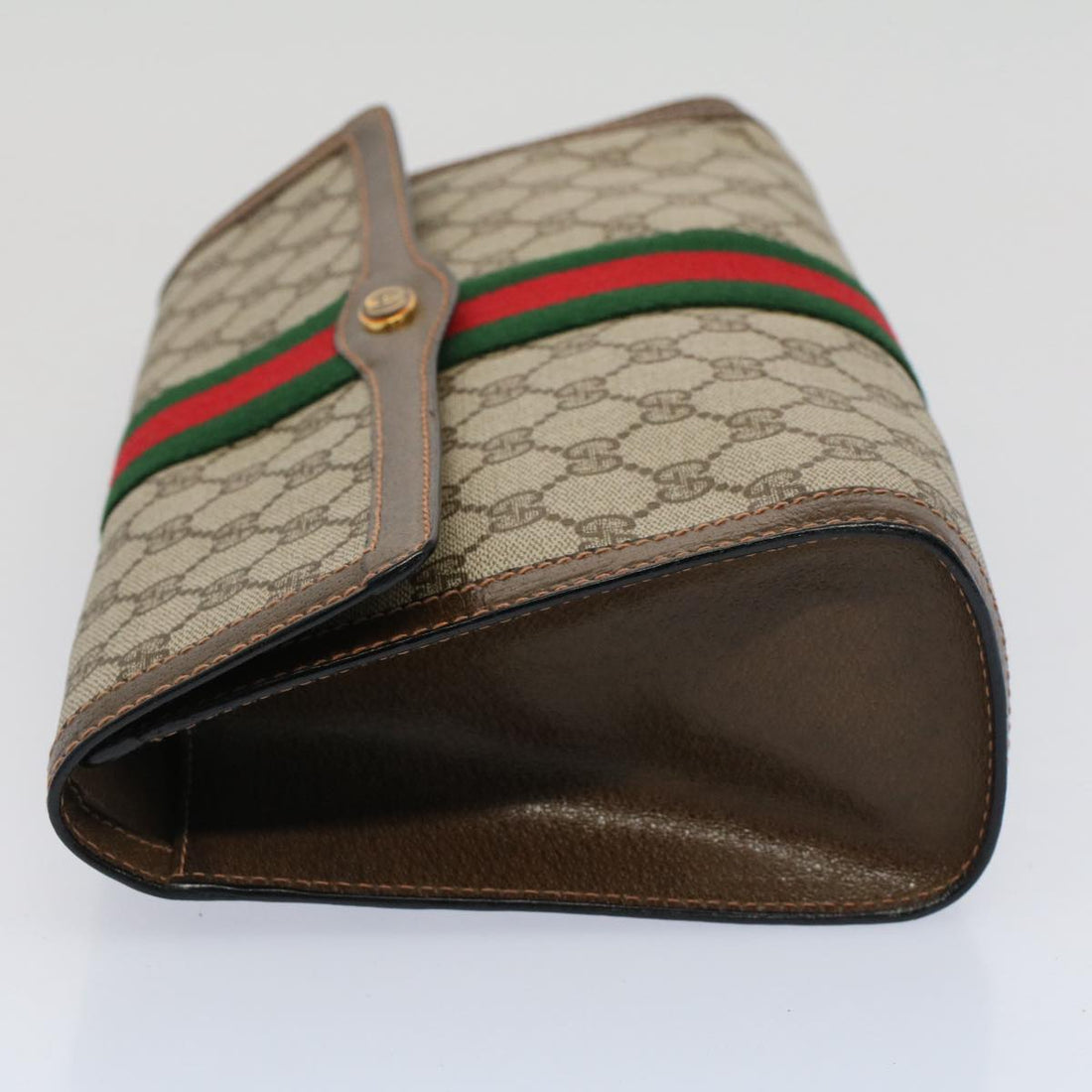 GUCCI GG Canvas Web Sherry Line Clutch Bag Beige Red 89.01.007 yk8389B