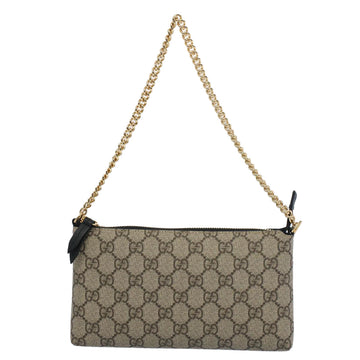 GUCCI GG Canvas Chain Accessory Pouch PVC Leather Beige 428449 yk8408