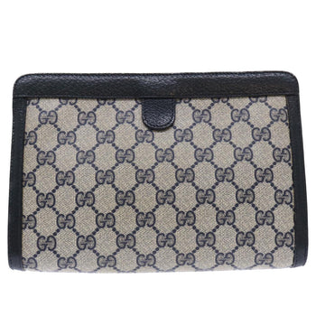 GUCCI GG Canvas Sherry Line Clutch Bag Gray Red Navy 89 01 032 yk8409