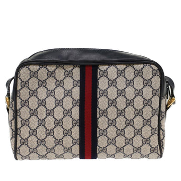 GUCCI GG Canvas Sherry Line Shoulder Bag Gray Red Navy 010.378 yk8467
