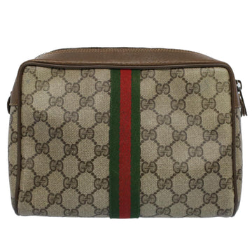 GUCCI GG Canvas Web Sherry Line Clutch Bag Beige Red Green 89.01.012 yk8503