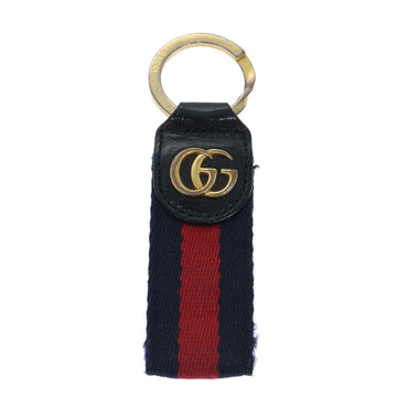 GUCCI Sherry Line Key Ring Canvas Red Navy yk8505