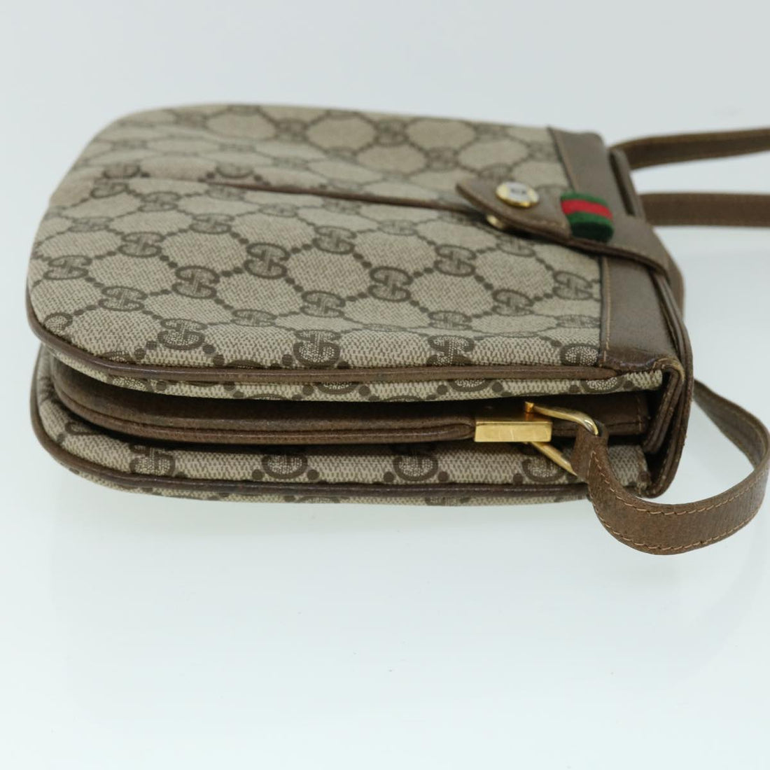 GUCCI GG Canvas Web Sherry Line Shoulder Bag Beige Green 10 02 037 yk8509