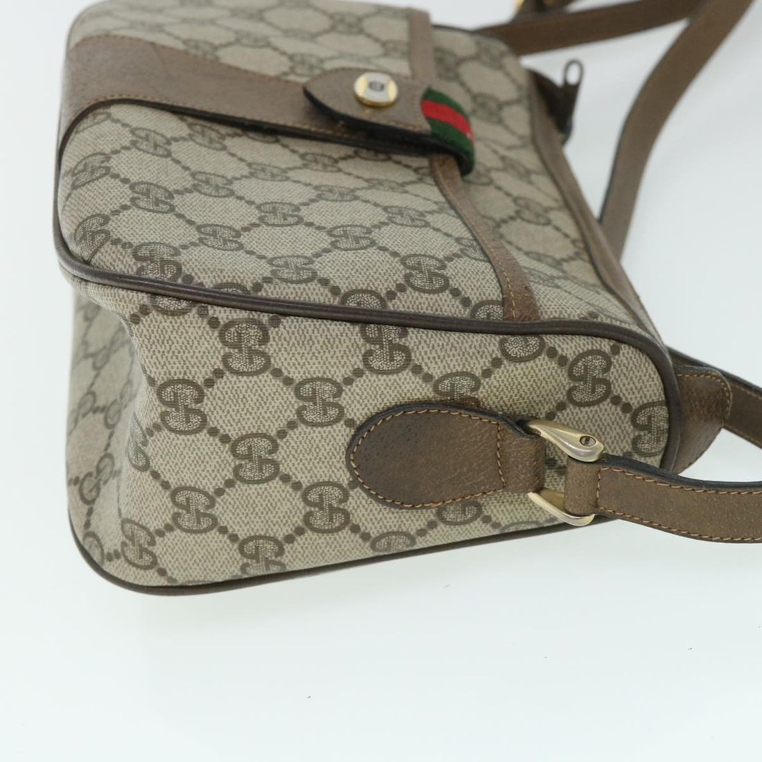 GUCCI GG Canvas Web Sherry Line Shoulder Bag Beige Red 14 02 032 yk8526