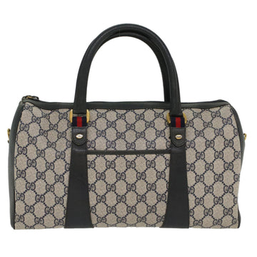 GUCCI GG Canvas Sherry Line Boston Bag PVC Leather Gray Red Navy yk8527