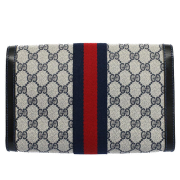 GUCCI GG Canvas Sherry Line Clutch Bag Red Navy gray 67.014.3087 yk8536