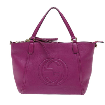 GUCCI Soho Hand Bag Leather 2way Purple 369176 yk8543