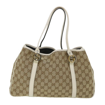 GUCCI GG Canvas GG Twins Tote Bag Leather Beige 232957 yk8548