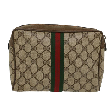 GUCCI GG Canvas Web Sherry Line Clutch Bag Beige Red Green 63.01.012 yk8564