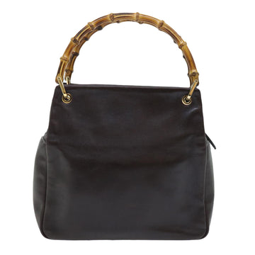 GUCCI Bamboo Hand Bag Leather Brown 000.0166.0580 yk8566