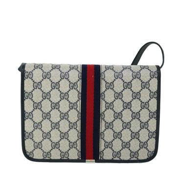 GUCCI GG Canvas Sherry Line Shoulder Bag PVC Leather Gray Red Navy yk8588