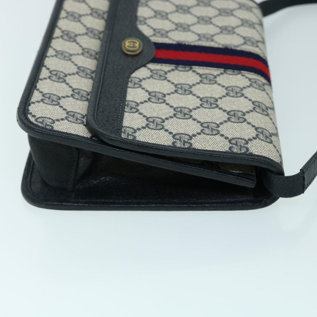 GUCCI GG Canvas Sherry Line Shoulder Bag PVC Leather Gray Red Navy yk8588