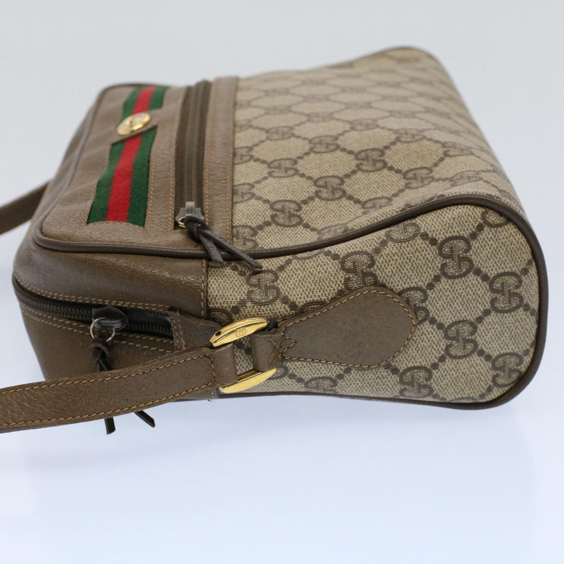 GUCCI GG Canvas Web Sherry Line Shoulder Bag Beige Red 56 02 088 yk8641