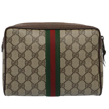 GUCCI GG Canvas Web Sherry Line Clutch Bag Beige Red 156 01 012 yk8670
