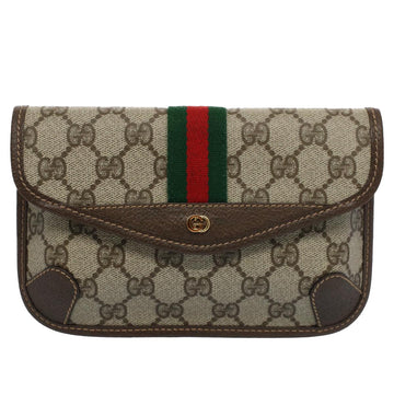 GUCCI GG Canvas Web Sherry Line Pouch Beige Red Green 14 14 5205 yk8690
