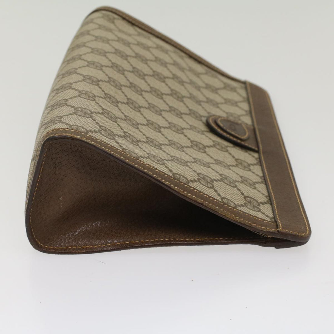 GUCCI GG Canvas Clutch Bag PVC Leather Beige 014 89 0102 yk8706