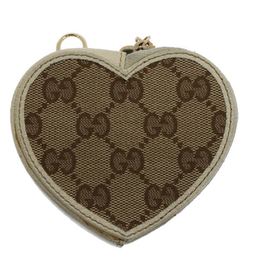 GUCCI GG Canvas Heart Coin Purse Beige 152615 yk8712