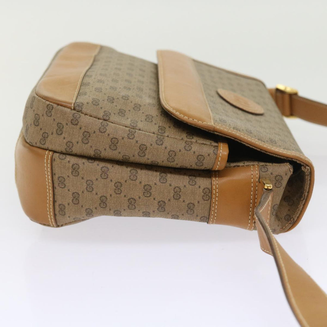 GUCCI Micro GG Canvas Shoulder Bag PVC Leather Beige yk8723