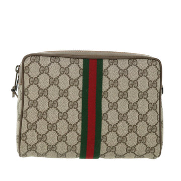 GUCCI GG Canvas Web Sherry Line Clutch Bag Beige Red Green 89 01 012 yk8753