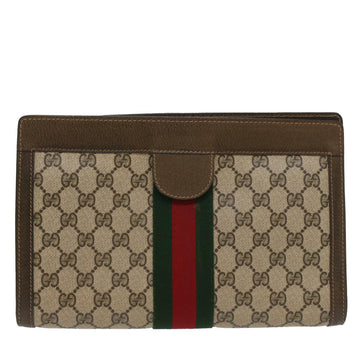 GUCCI GG Canvas Web Sherry Line Clutch Bag Beige Red 67 014 2125 yk8758