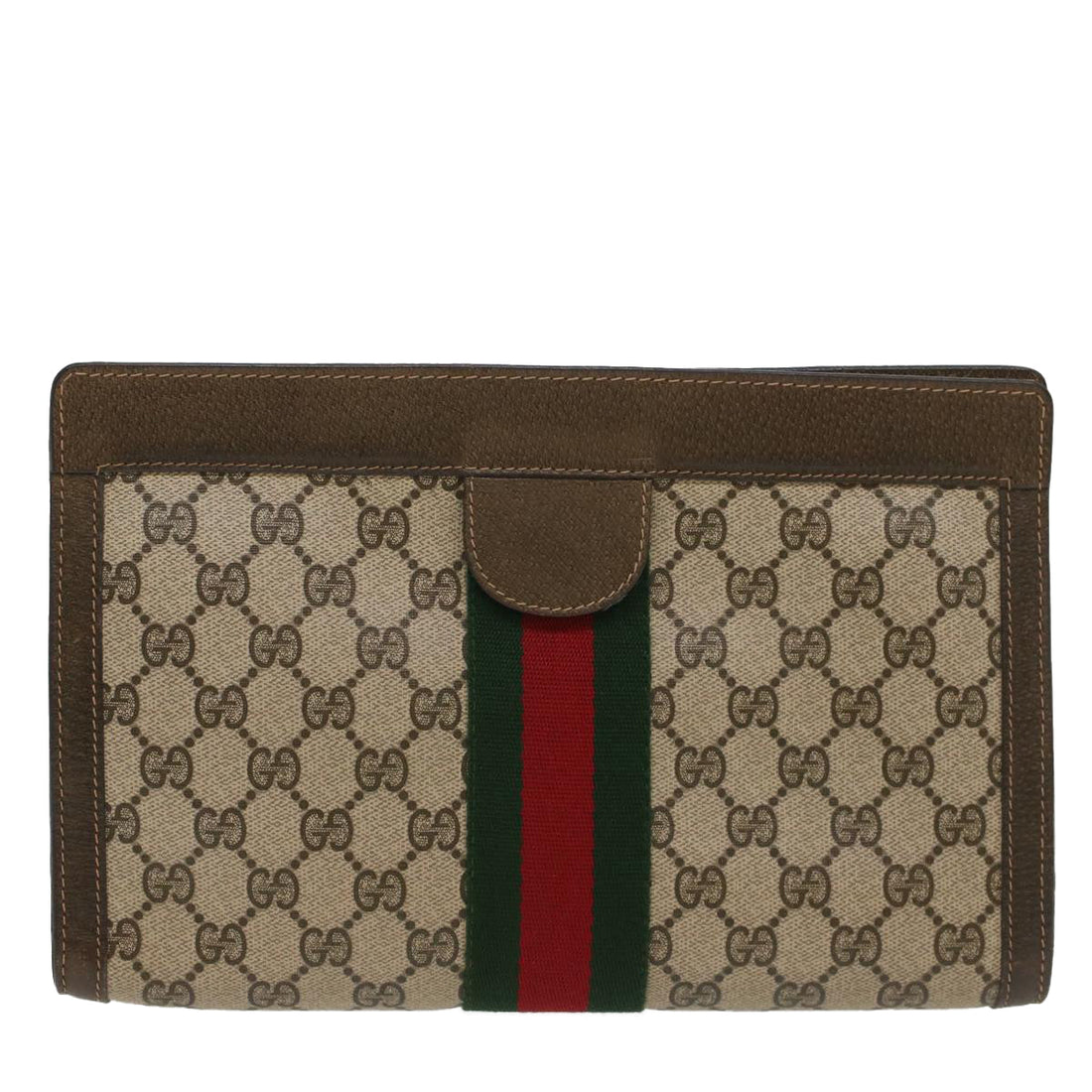 GUCCI GG Canvas Web Sherry Line Clutch Bag Beige Red 67 014 2125 yk8758