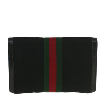 GUCCI GG Canvas Web Sherry Line Shoulder Bag Black Green Red yk8868