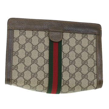 GUCCI GG Supreme Web Sherry Line Clutch Bag Beige Red 67 014 2125 yk8889