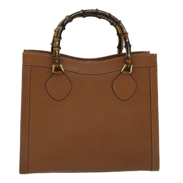 GUCCI Bamboo Hand Bag Leather Brown yk8924