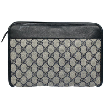 GUCCI GG Supreme Clutch Bag PVC Leather Navy Gray 014 115 yk8933