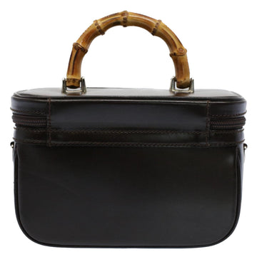 GUCCI Vanity Bamboo Cosmetic Pouch Leather Black 013 2122 2490 yk9046