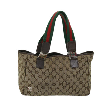 GUCCI GG Canvas Web Sherry Line Tote Bag Beige Red Green 145810 yk9155
