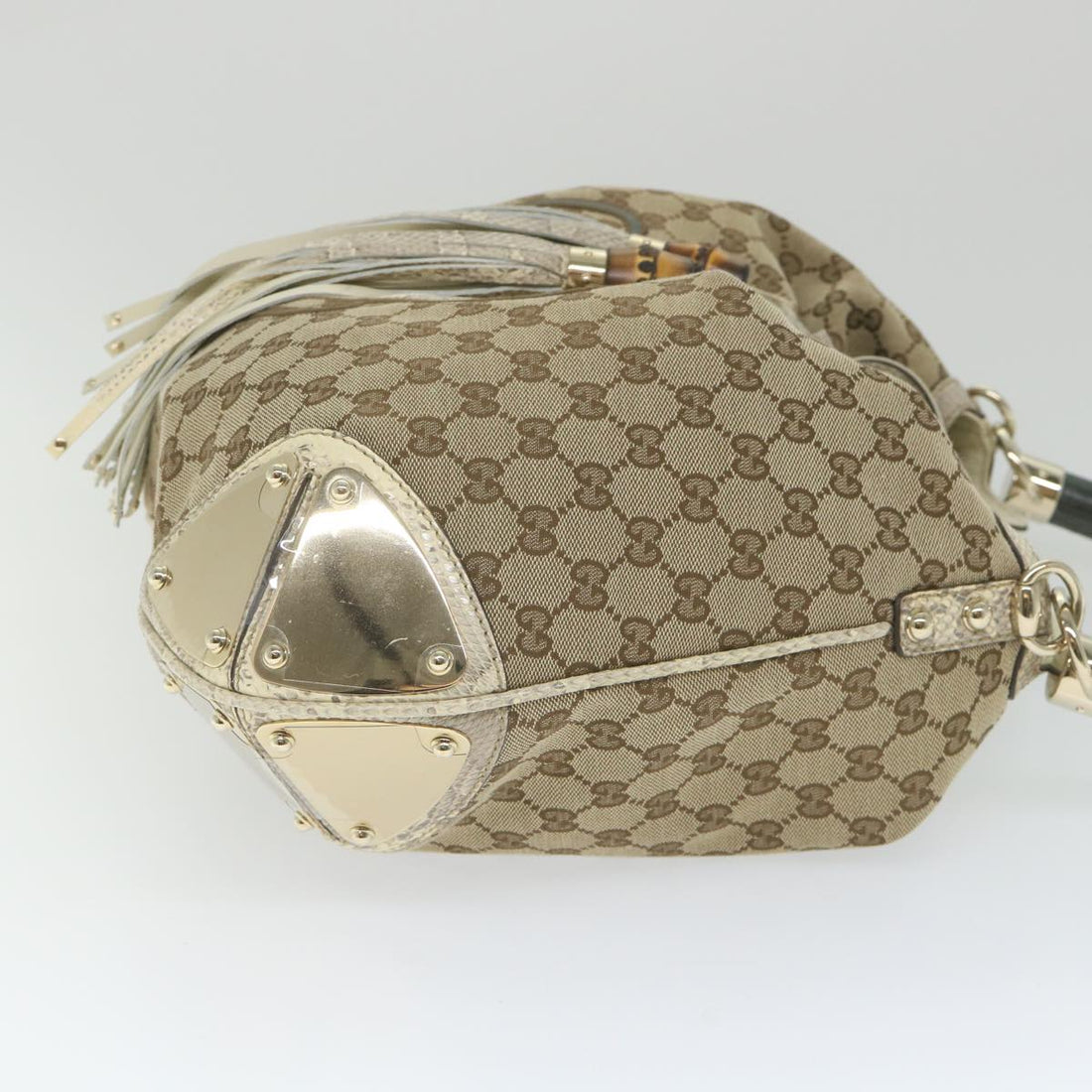 GUCCI GG Canvas Bamboo Indy Shoulder Bag 2way Beige 177088 yk9244