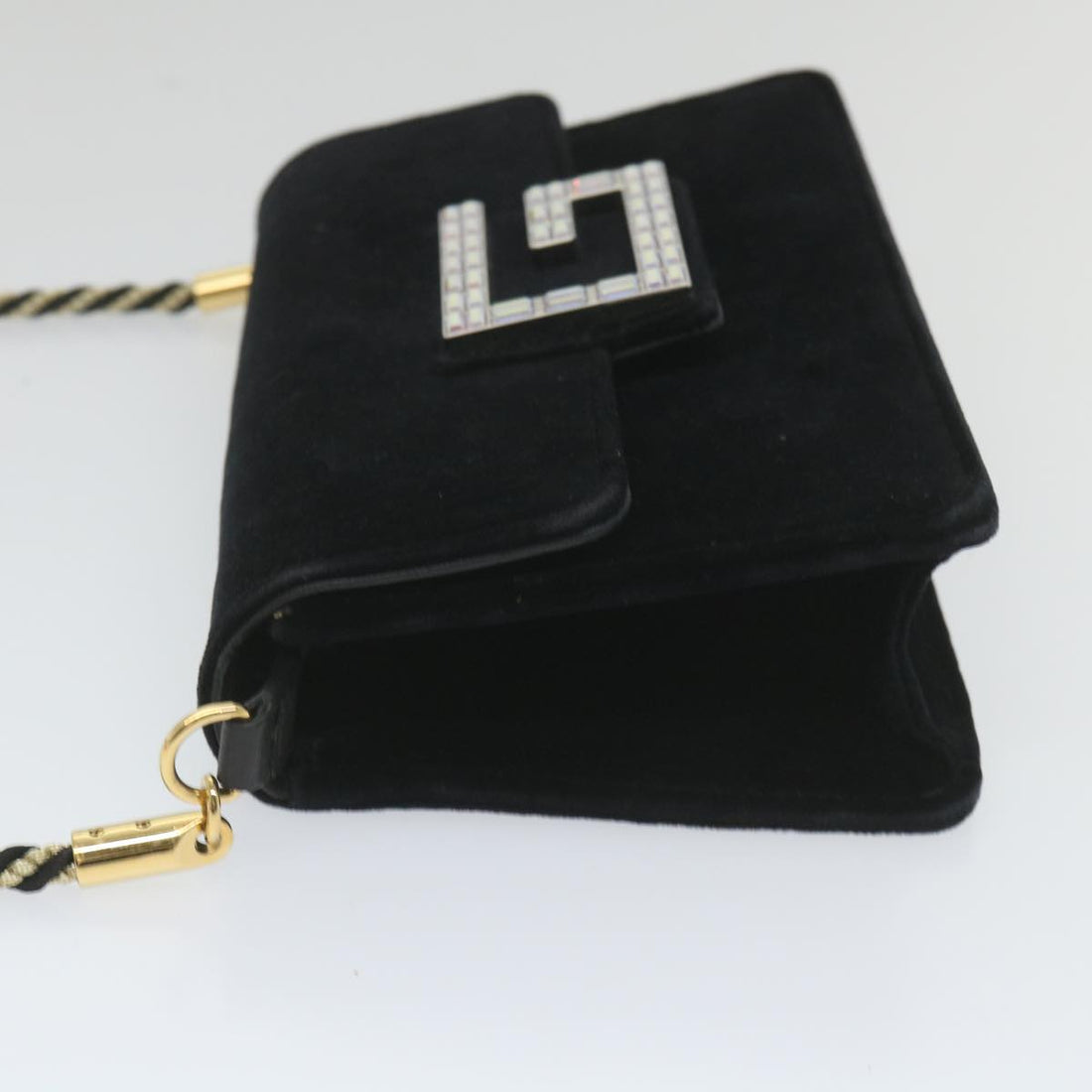 GUCCI Square G Shoulder Bag Velor Black 544242 yk9258