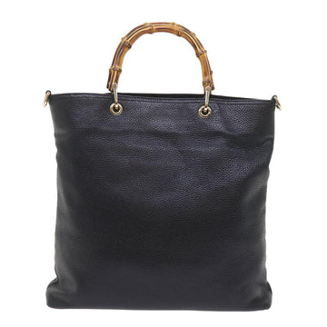GUCCI Bamboo Hand Bag Leather Black 323663 yk9327