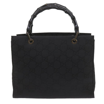 GUCCI GG Canvas Bamboo Hand Bag Black 002 1016 yk9356