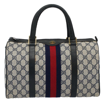 GUCCI GG Supreme Sherry Line Boston Bag Red Navy 10 01 3842 yk9458