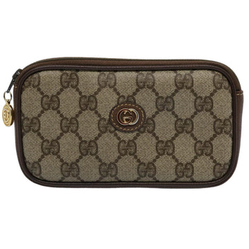 GUCCI GG Supreme Pouch PVC Leather Beige yk9504