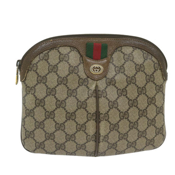GUCCI GG Supreme Web Sherry Line Shoulder Bag PVC Leather Beige Red yk9505