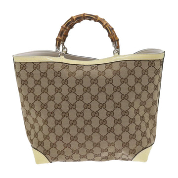 GUCCI GG Canvas Bamboo Hand Bag Beige 311175 yk9538