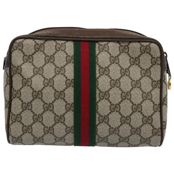 GUCCI GG Supreme Web Sherry Line Clutch Bag Beige Red 14 014 3553 yk9575