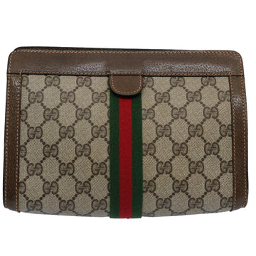 GUCCI GG Supreme Web Sherry Line Clutch Bag Beige Red 89 01 001 yk9576