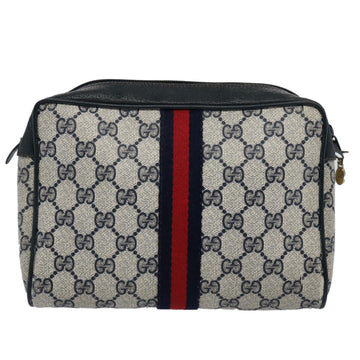 GUCCI GG Supreme Sherry Line Clutch Bag Red Navy 89 01 012 yk9645
