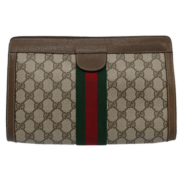 GUCCI GG Supreme Web Sherry Line Clutch Bag Beige Green 89 01 002 yk9700