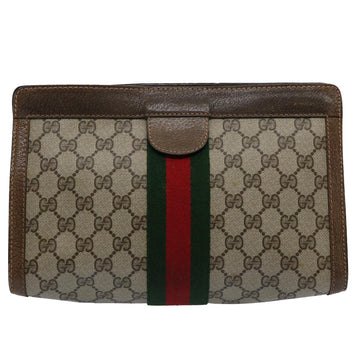 GUCCI GG Supreme Web Sherry Line Clutch Bag Beige Red 89 01 002 yk9751