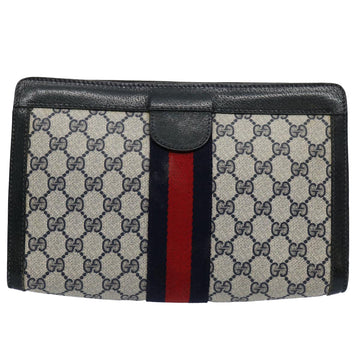 GUCCI GG Supreme Sherry Line Clutch Bag Red Navy 89 01 002 yk9754