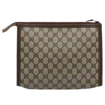 GUCCI GG Supreme Web Sherry Line Clutch Bag PVC Leather Beige Red yk9761