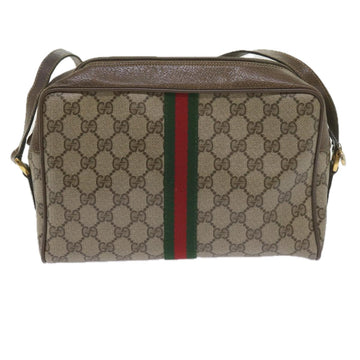 GUCCI GG Canvas Web Sherry Line Shoulder Bag PVC Beige Green Red yk9773